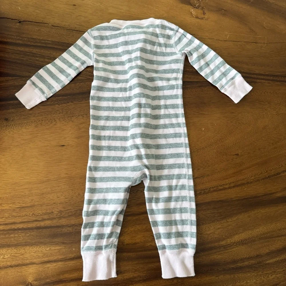 Hanna Andersson Pink and Gray Striped One Piece Pajama Organic Cotton 9-18M